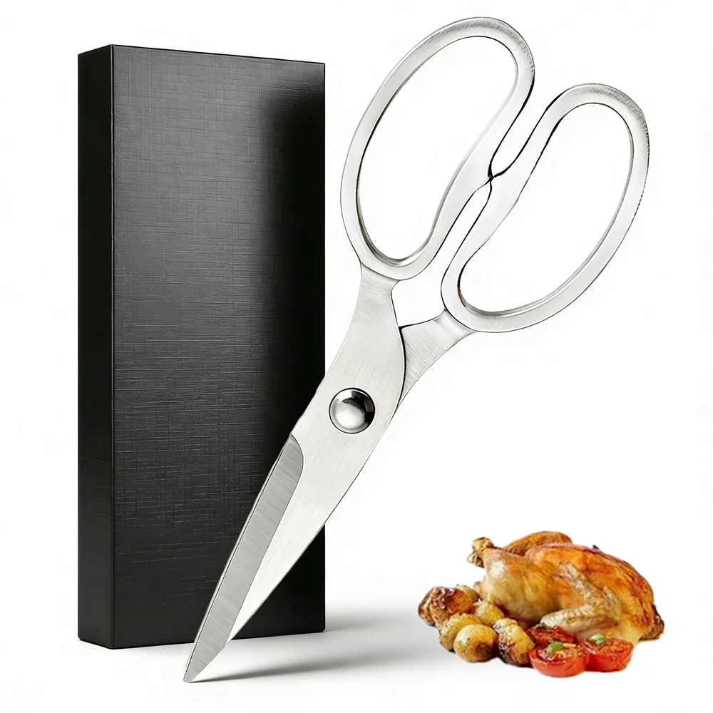 All-Stainless-Steel Heavy Duty Kitchen Shears – Powerful Multi-Use Scissors for BBQ Meat, Fish, Chicken Bone &Home Cutting Tasks