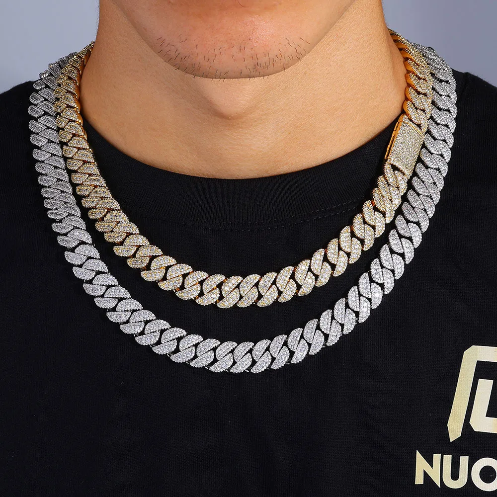 

Хип-хоп 14 мм флип-застежка с бриллиантами и цирконием кубинское ожерелье мужские премиальные роскошные позолоченные ювелирные аксессуары