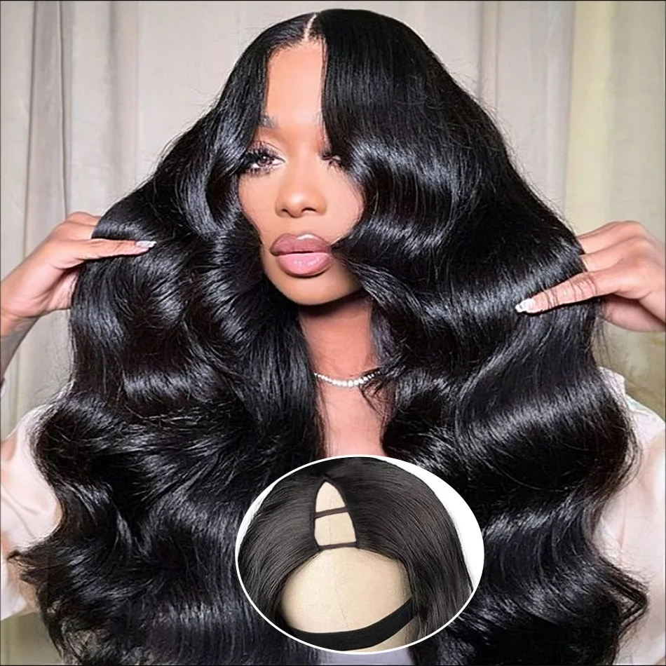 

Wear And Go Glueless V Part Wigs Human Hair Body Wave Black Brazilian Wigs 100% Human Hair For Women 220 Density 30 Inch No Lace
