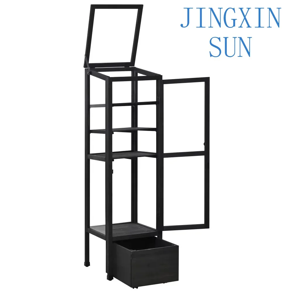 62.4 tall black wood garden greenhouse balcony portable mini cold frame removable outdoor storage box adjustable shelf