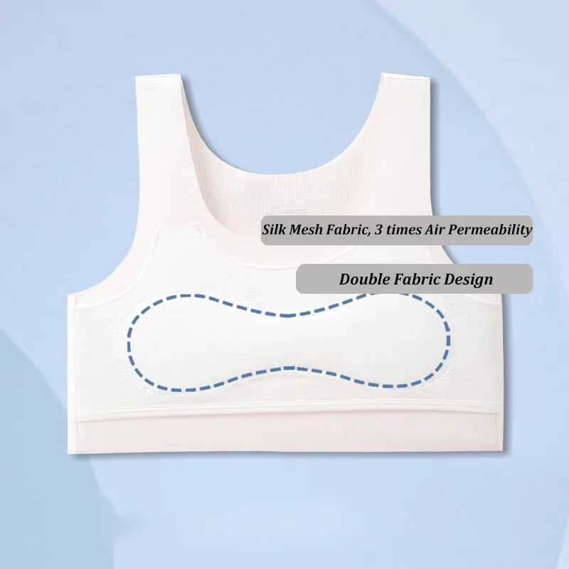 New Teenager Girls Student Ultra-thin Girl Development Period Bra No Steel Ring Girl Sports Tube Top Solid Color Training Bra