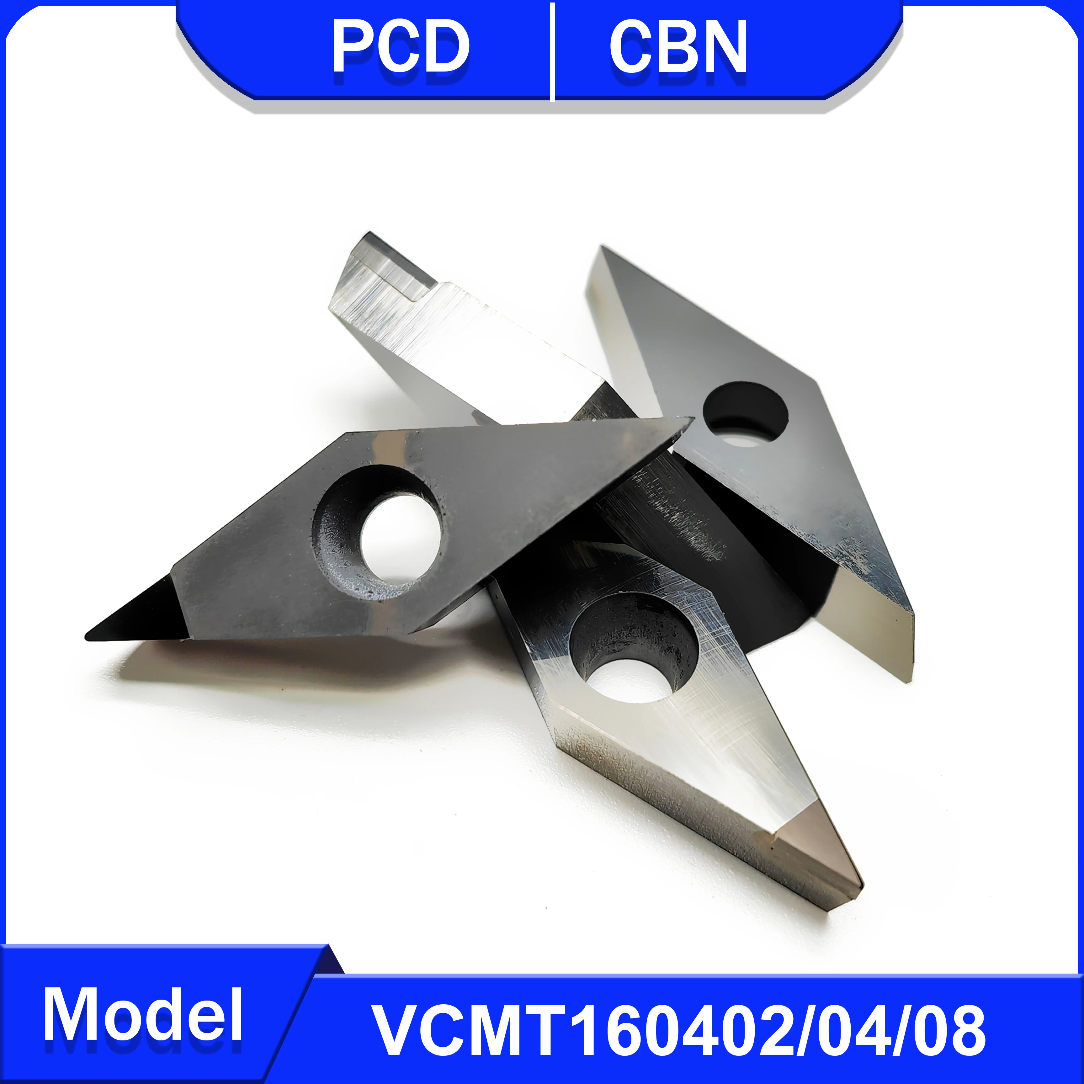 

CNC Turning tool VCMT160402 VCMT160404 VCMT160408 PCD tool machining aluminum and copper CBN for hard steel and cast iron VCMT