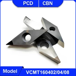 Ferramenta de torneamento CNC para aço duro e ferro fundido VCMT, VCMT160402, VCMT160404, VCMT160408, usinagem PCD, alumínio e cobre, CBN