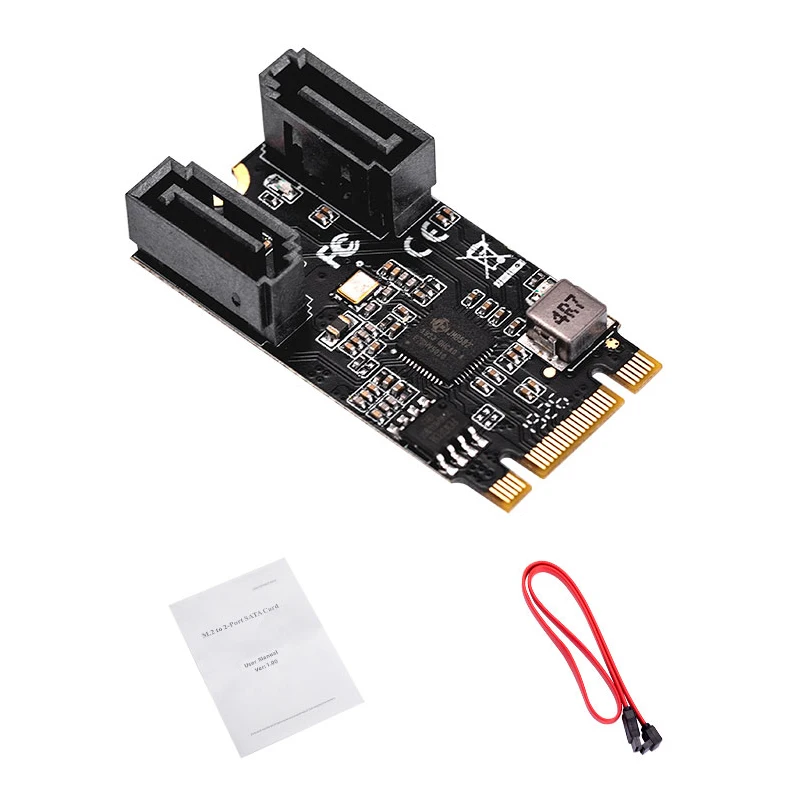 M.2 to SATA Adapter SATA Port Multiplier 2 Port SATA III 6Gb/s M2 22x42 M Key + B Key Controller SATA 6G Internal Expansion Card