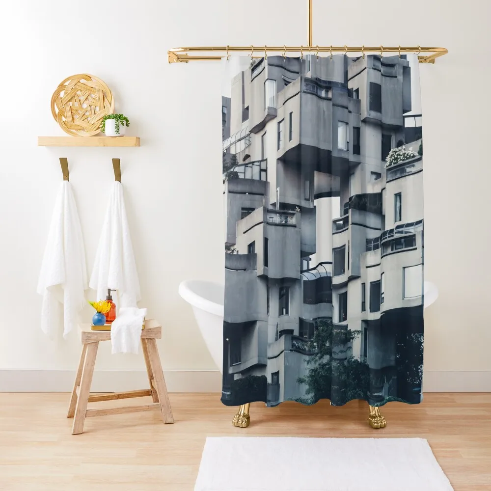 

Habitat 67, Montreal Shower Curtain Waterproof Bath And Anti-Mold Anime Shower Bathroom And Shower Curtain