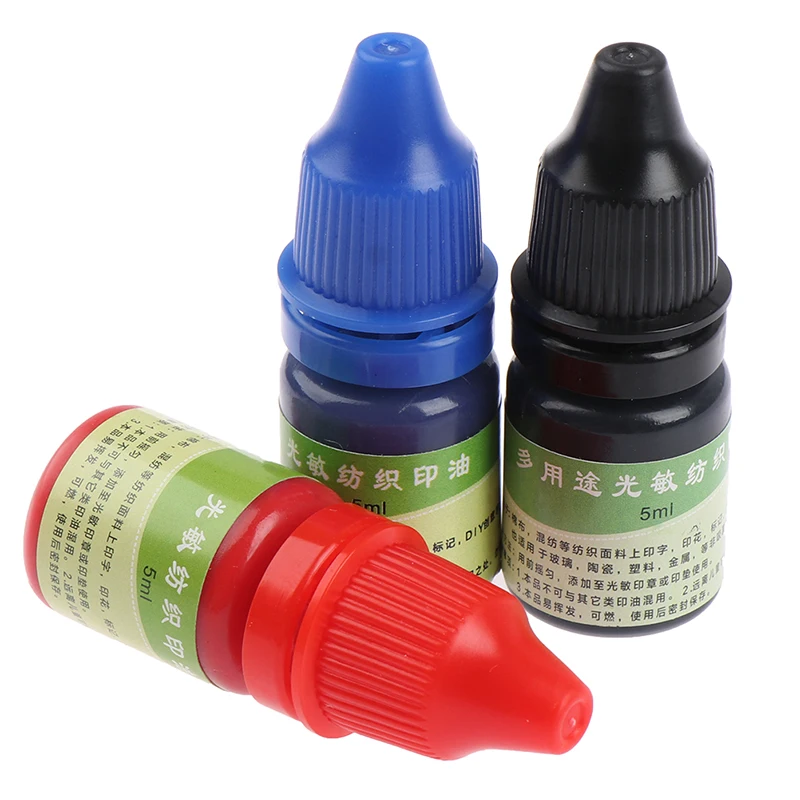 Tinta de impressão têxtil, impermeável, tinta especial para estudantes, carimbo infantil, preto vermelho e azul, 5ml