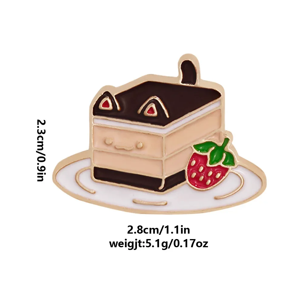 3pcs Dessert Food Type Brooch Lapel Pins Cute Cat Enamel Brooches for Clothes Briefcase Badges Fashion Accessories Wholesale