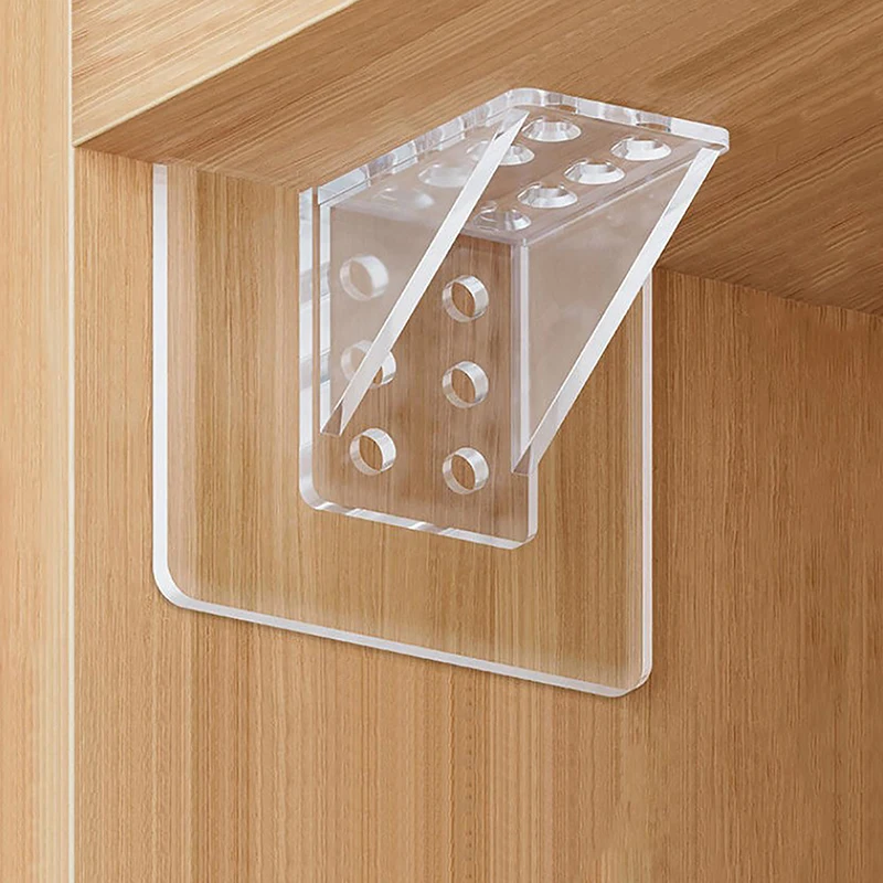 4Pcs Powerful Adhesive Support Clips for Kitchen Bedroom Closet Cabinet Shelf Holder Non-Tracking Non-Punching