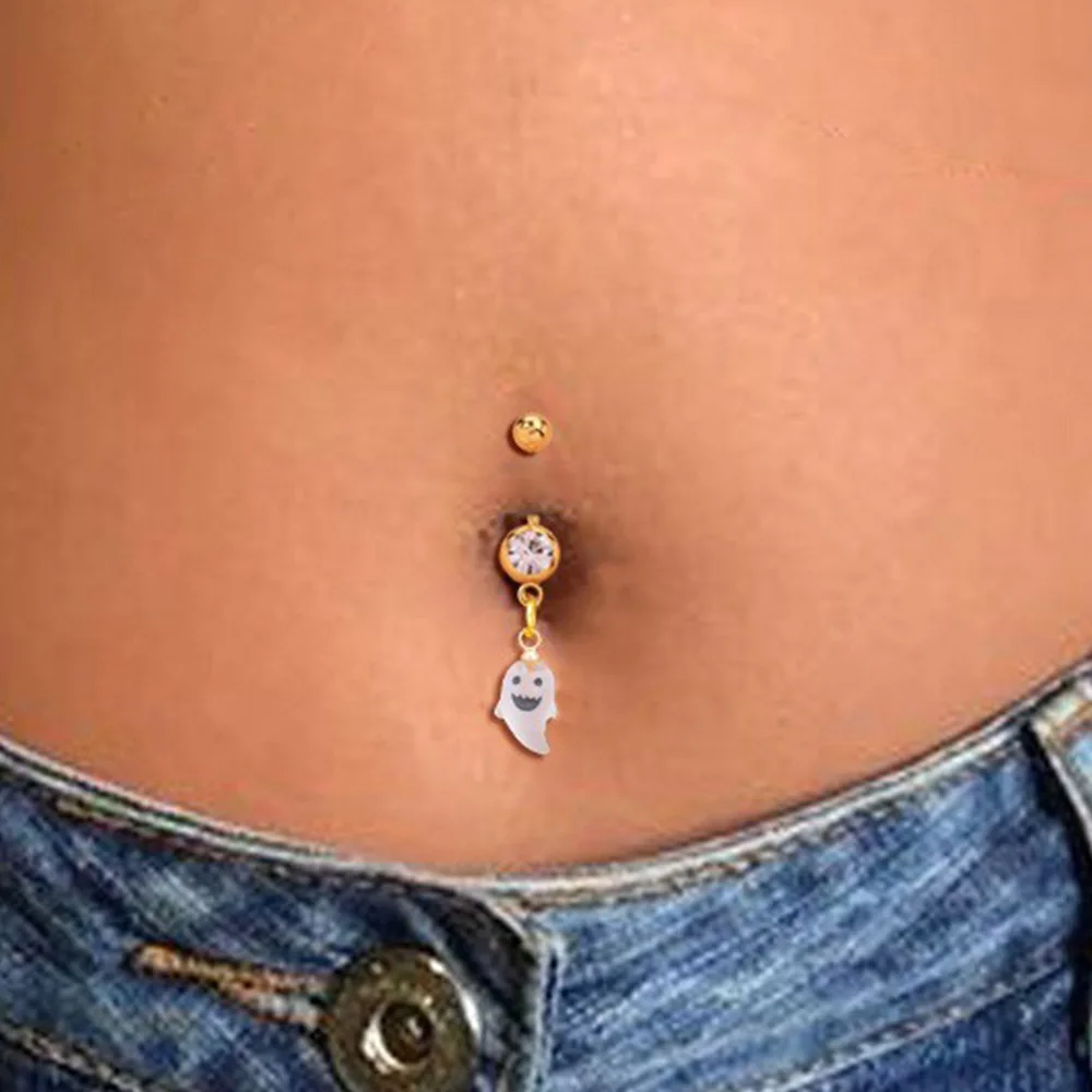 Edelstahl Geist Bauch Nabel Stud Körper Piercing Schmuck Frauen Halloween sexy Strass Bauchnabel Ringe Party Großhandel