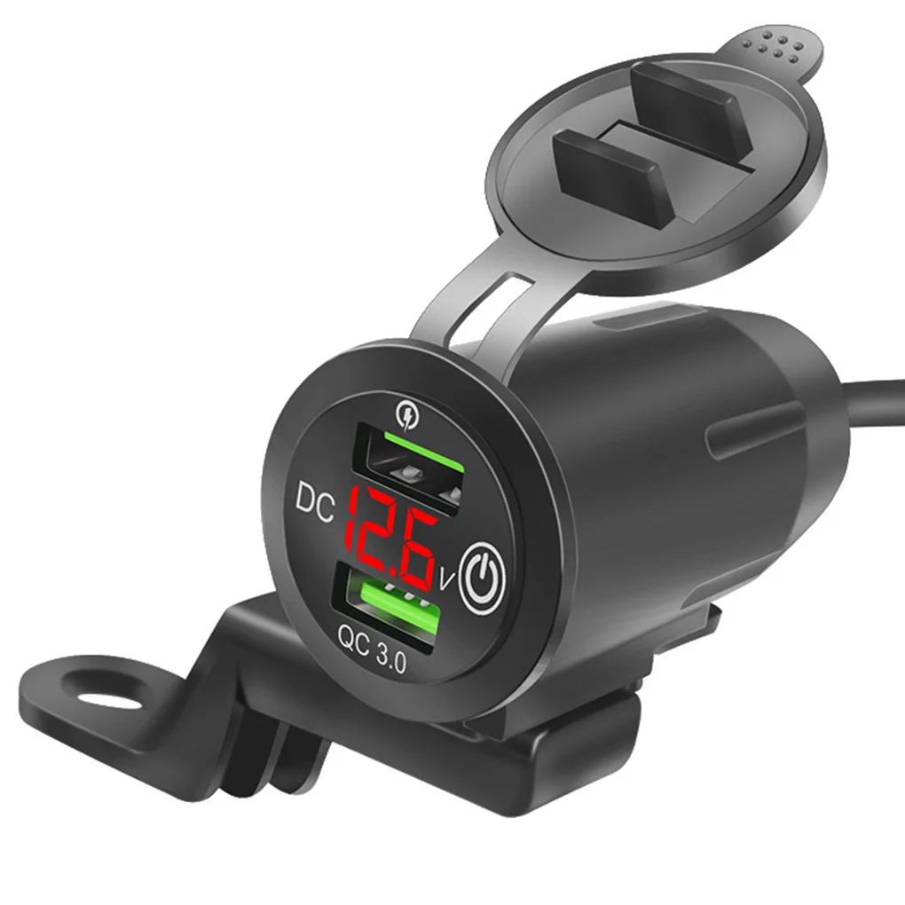 PC Motorbike Power Outlet Anti-corrosive Stylish Charging Adapter Voltmeter