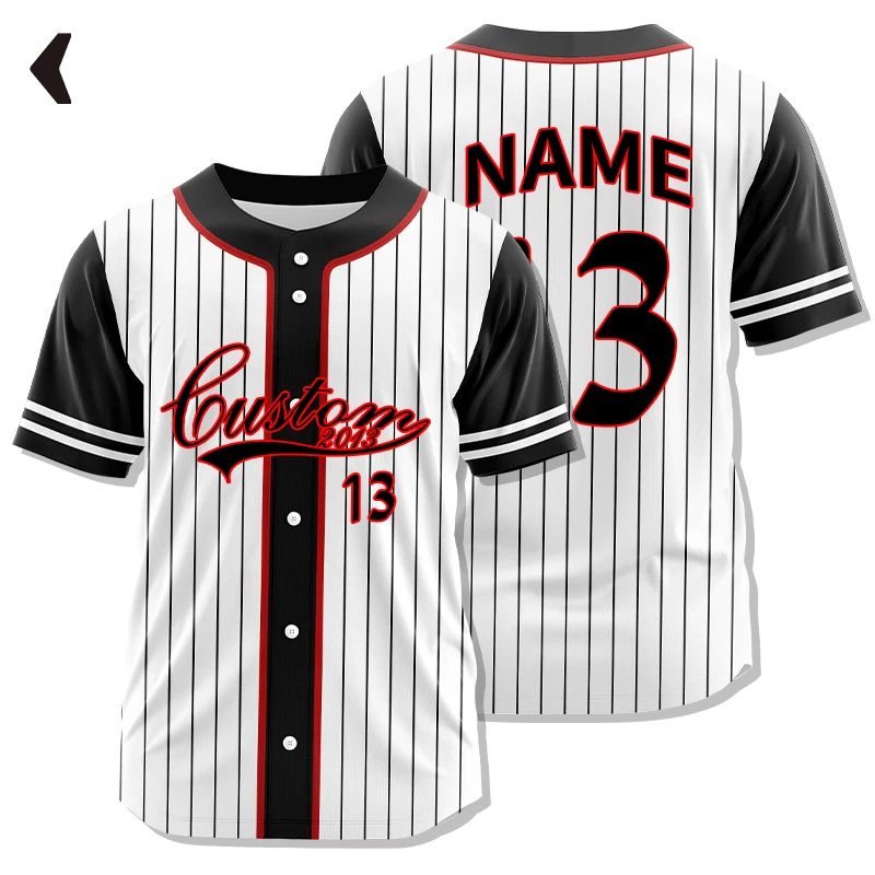

Customizable Baseball Jersey Team Shirt Print Name Number Baseball Uniforms Stripe Hip Hop Sportswear Baseball T-shirt VL1520