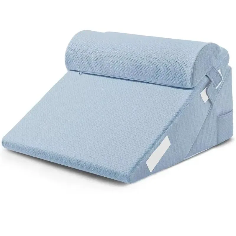 Memory foam adjustable bed wedge pillow for use after surgery with removable head support pad