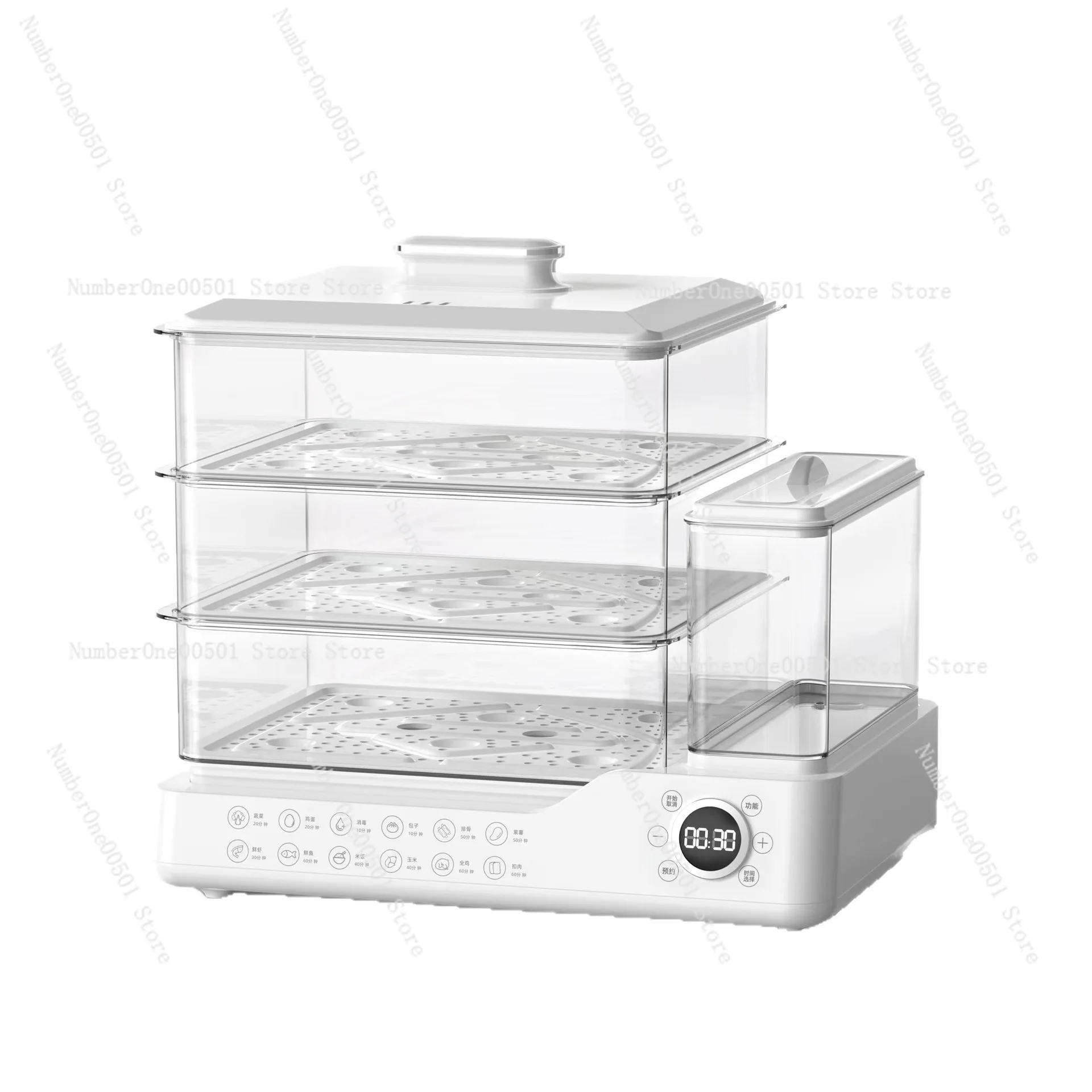Three-layer Electric Steamer with Independent Water Tank, Multifunctional Large Capacity Home Breakfast Stewing Cooker