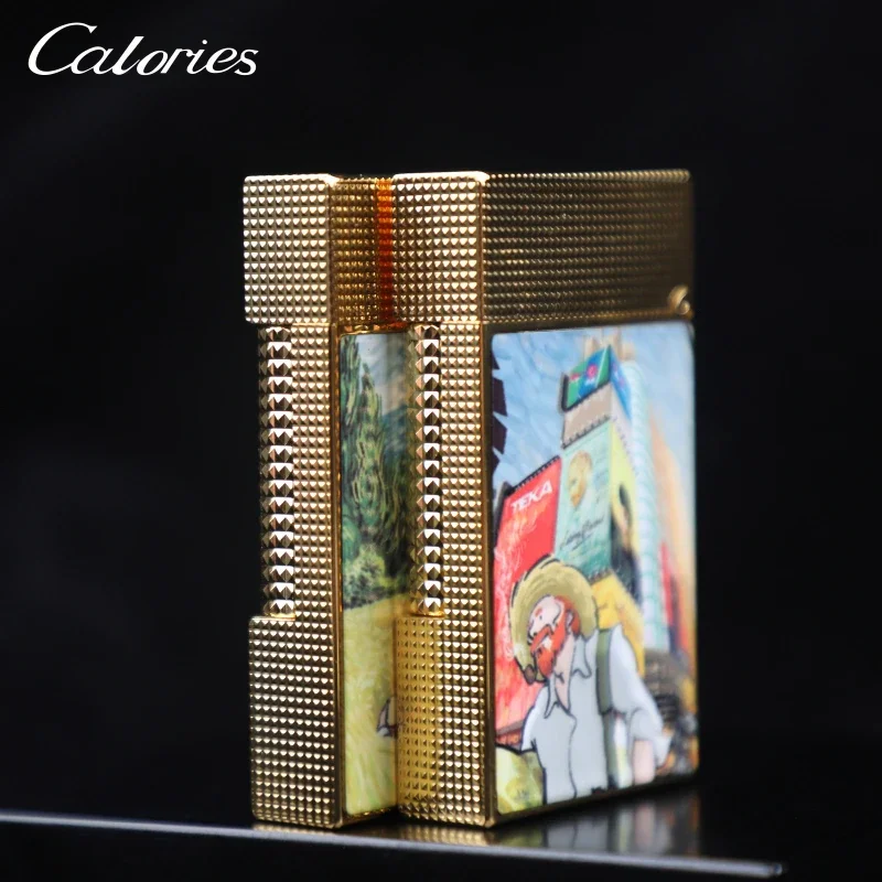 

Калории, новая окрашенная надувная зажигалка с алоэдом, латунная боковая раздвижная шлифовальная машина, инструмент для освещения сигарет, деловой мужской подарок