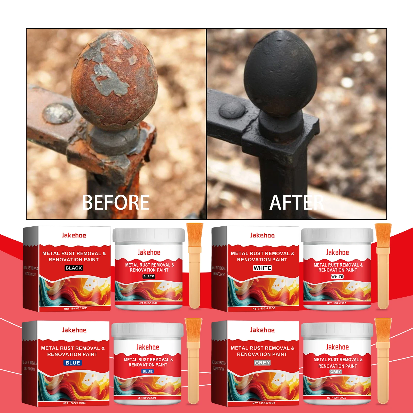Water-based metal rust-proof paint, waterproof and rust-proof metal primer, durable repainting, comes in multiple colors