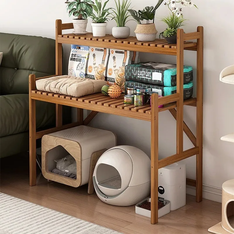 

‌ Ящик для кошачьего туалета из цельного дерева, стеллаж для хранения, многоуровневая витрина, комнатная полка для растений на балконе, декоративный органайзер