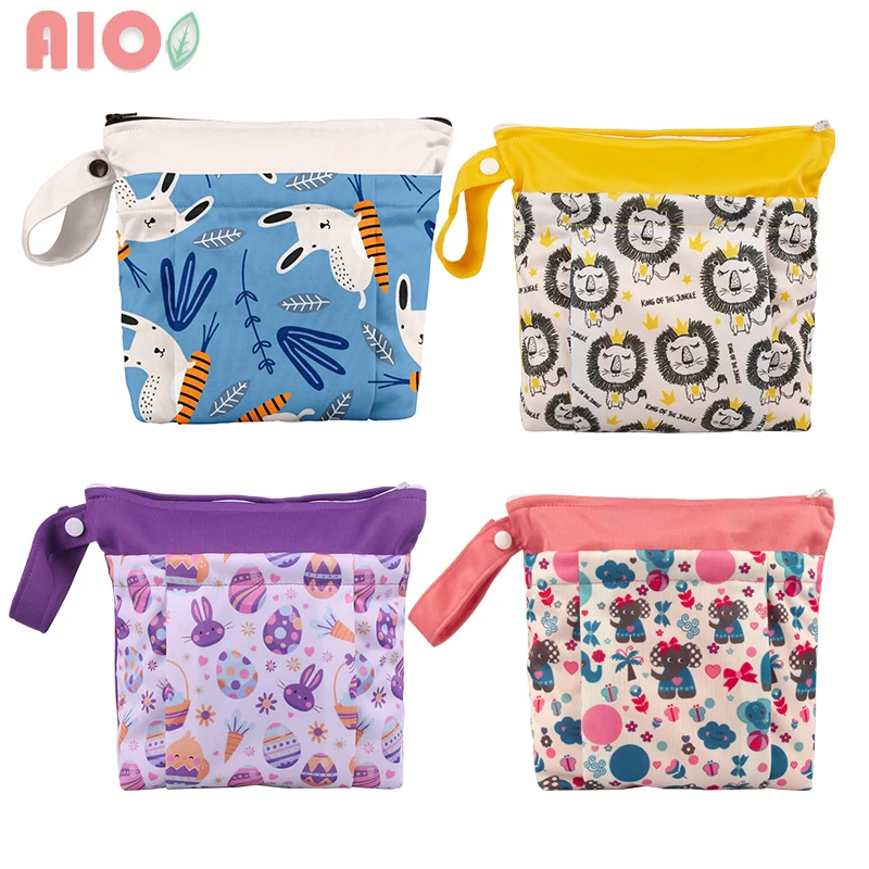 AIO-bolsa impermeable 3D para pañales de bebé, bolsa seca y húmeda con dos cremalleras, impermeable, reutilizable, lavable, 1 piezas, 23x23cm