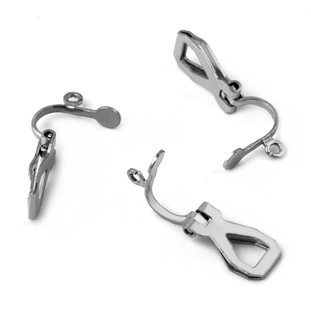 30Pcs Stainless Steel Ear Clips Earrings Clasps Making Materials Gold Silver Clip on Earrings no Pierced DIY Earring Accessories