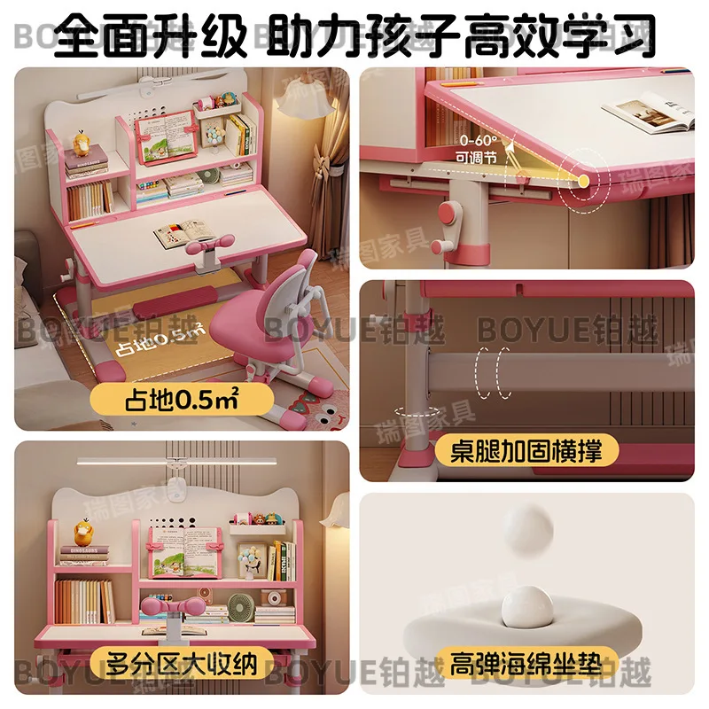 Children's study tables and chairs primary school students' home writing chairs correct sitting posture, desk chairs view 3