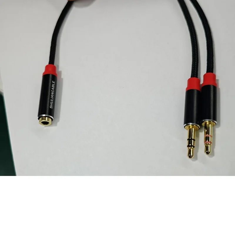 Computer headphone splitter 3.5mm female to 2 pairs 3.5mm male braided audio splitter cable microphone stereo jack headphone