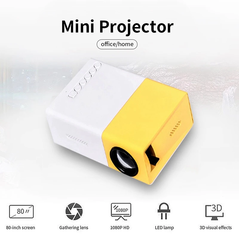 School Season Multi-Functional Classroom Mini Projector Easy To Use With EU Plug,Yellow-White