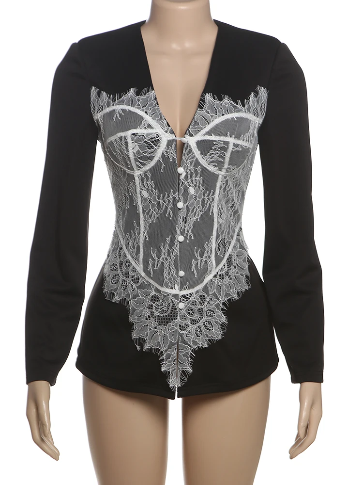 Nibber الأساسية الجاكار المرقعة سترة المرأة الخامس الرقبة واحدة الصدر كم كامل الخريف الاتجاه مكتب الشارع نحيل شيك المحاصيل معطف #5