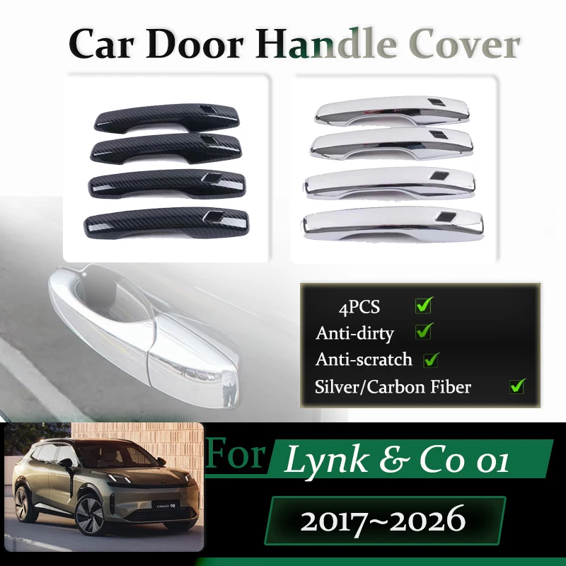 

4pcs For Lynk & Co 01 EM-F EM-P PHEV Plug-in Hybrid EV CX11 2017~2026 Car Door Handle Cover Chrome Styling Trim Auto Accessories