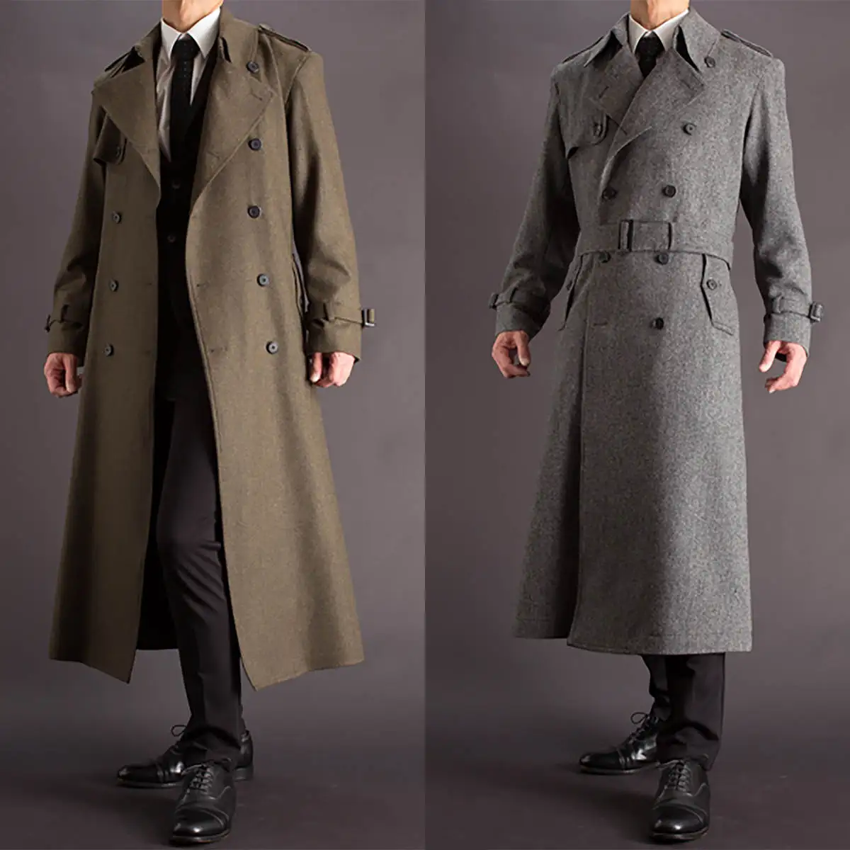 Modern Vintage Men Over Jacket England Style Woolen Overcoat Double Breasted Winter Blazer Business Formal Suit Customized