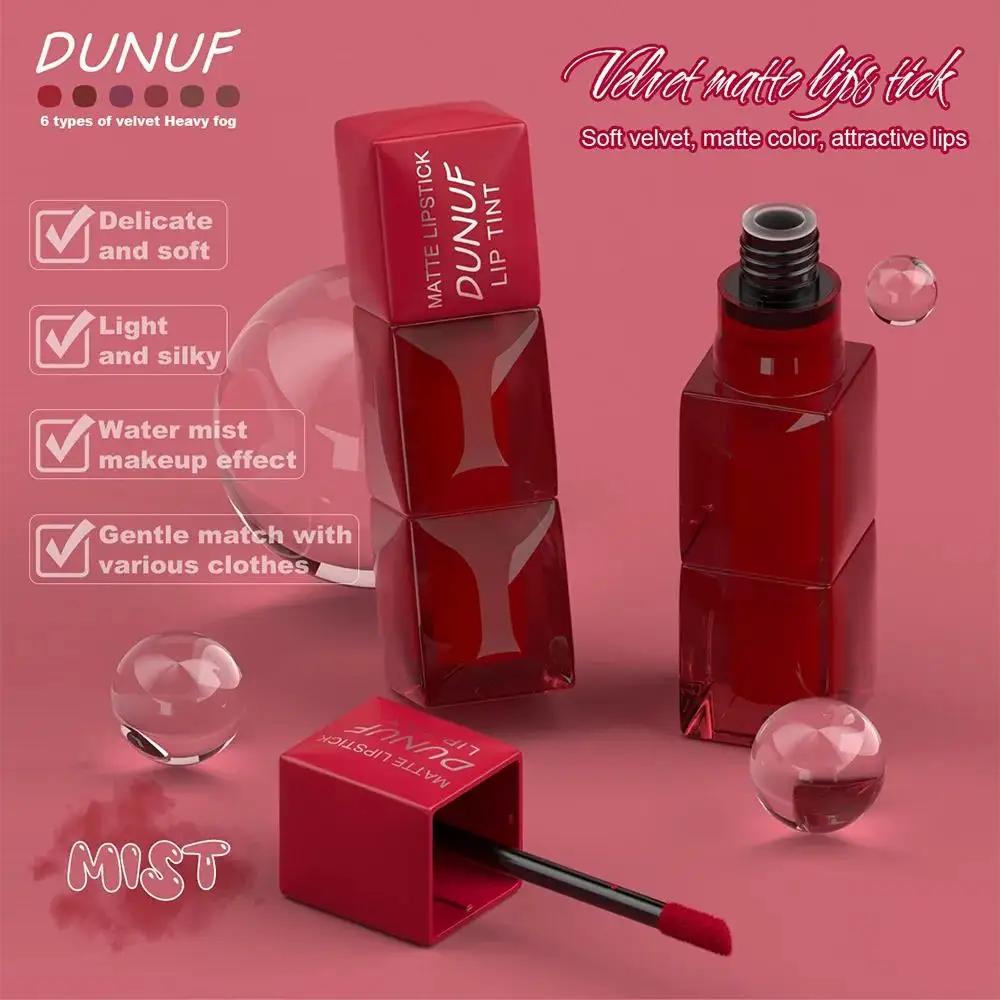 Samtmatter Lipgloss, feuchtigkeitsspendend, feuchtigkeitsspendend, langlebig, wasserfest, nicht klebrig, Lippenfleck, nackte Farben, Lippenglasur