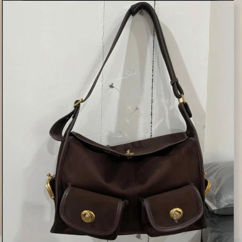 

Smiling Eyes Multi Pocket Underarm Shoulder Bag,Vintage Solid Color Women Handbag,Casual Versatile Commuter Everyday Purse