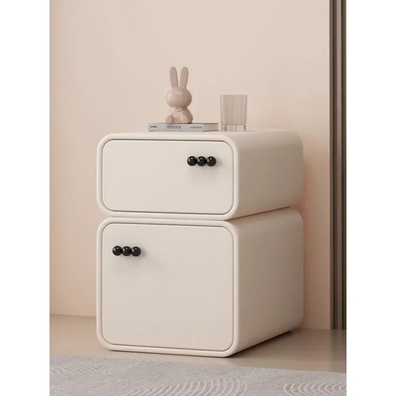 Super narrow creative cream wind bedside table simple modern light luxury high-end bedroom bedside small solid wood locker