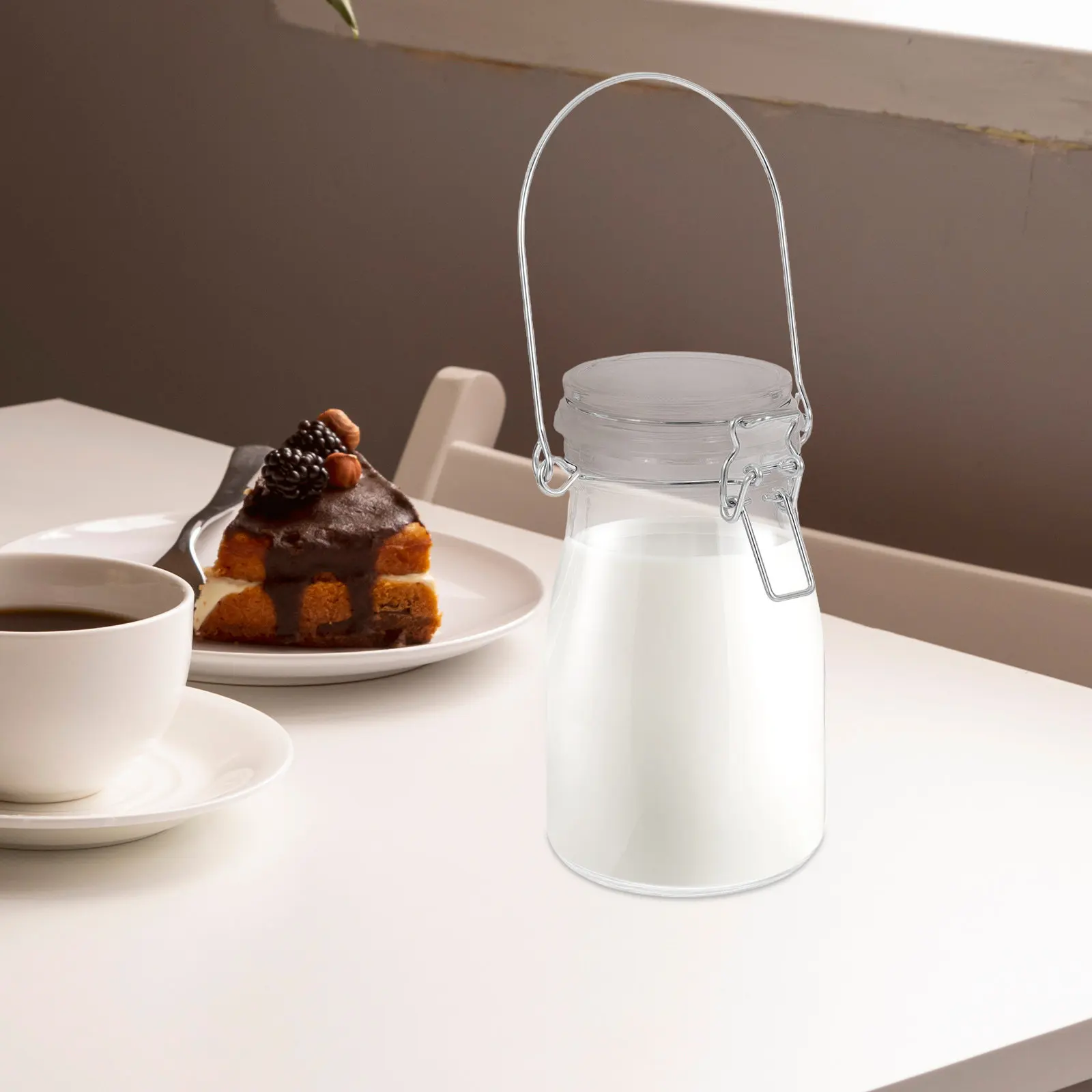 500Ml Clear Glass Jar with Airtight Lid Reusable Kitchen Storage Container for Beverages Juicing Liquids Snacks Dry Goods Fresh