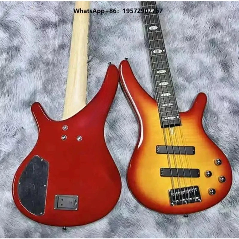 Electric Bass Guitar Solid Maple Flamed Veneer Top Basswood Mahogany Back/Side Professional Suitability