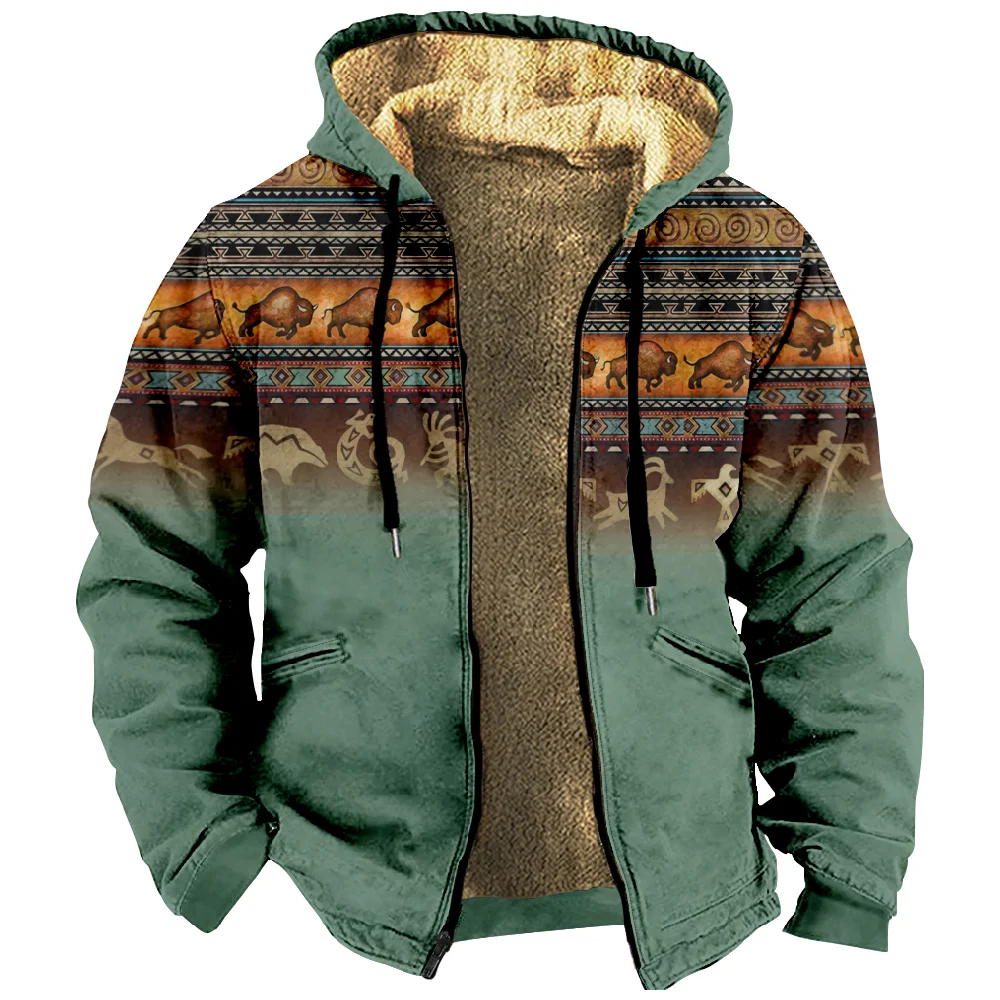 Impressão 3D Gráfico Tribal Diário Clássico Casual Hoodie Mulheres Homens Zip Moletom Gola Casaco Roupas de Inverno