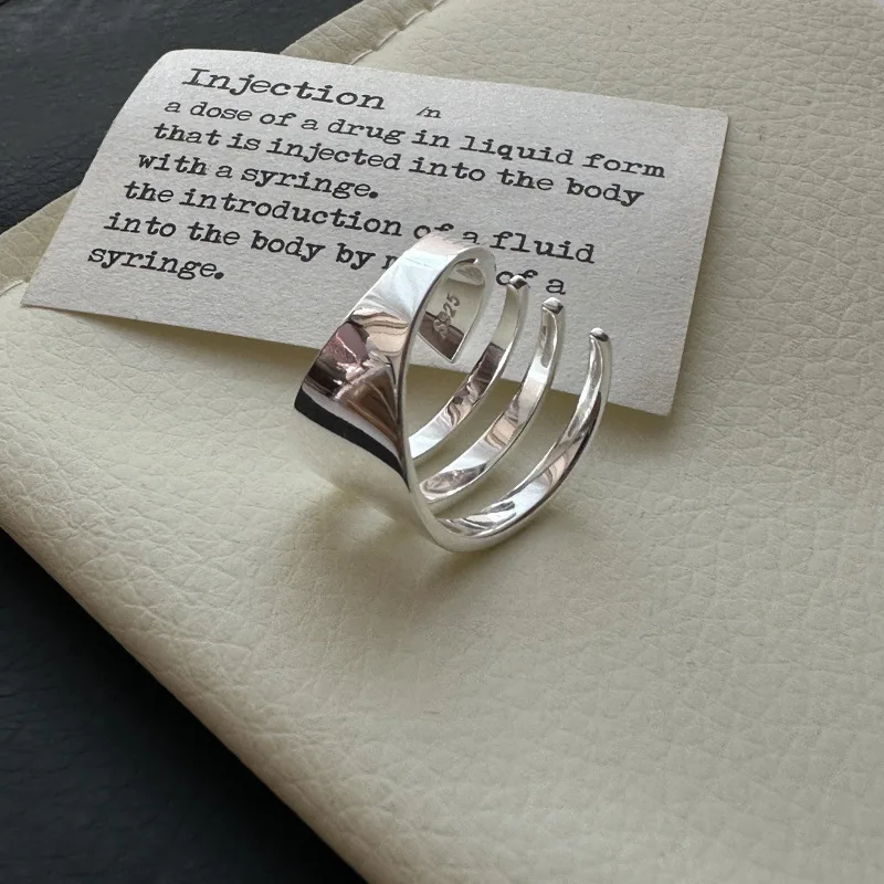 مجوهرات نسائية 925 خواتم فضية واسعة قابلة للتكديس للزوجين حفلة خطوبة إكسسوارات عتيقة أرجنت 925 تمنع الحساسية #5