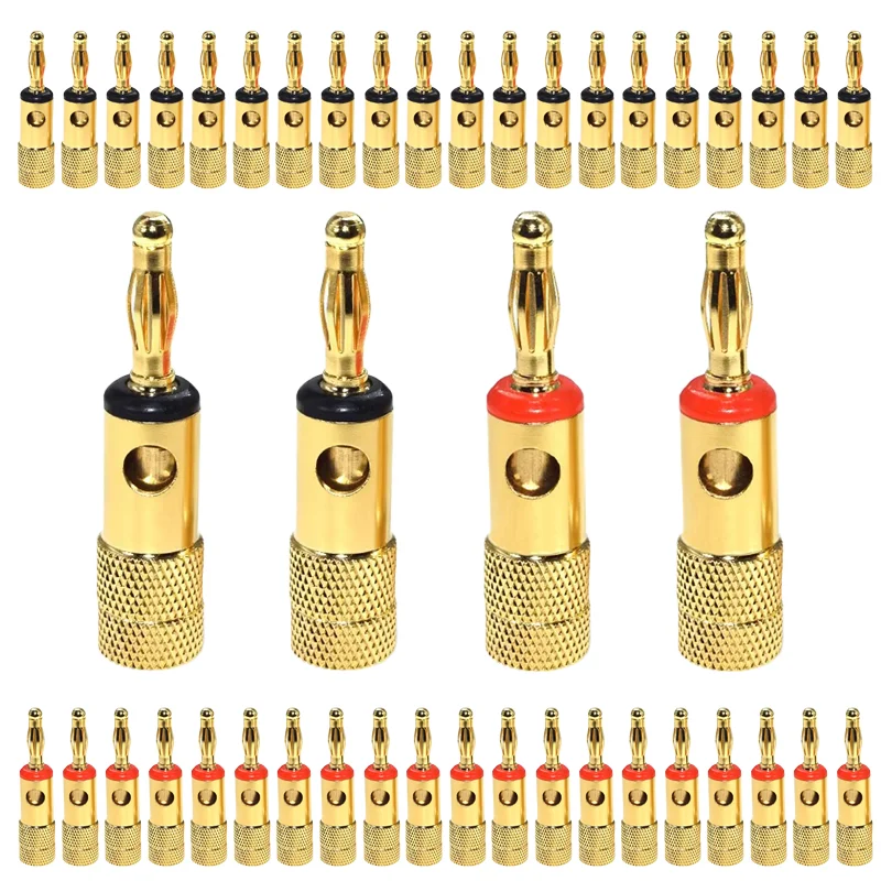 8/40pcs 4mmGold-Plated Musical Cable Wire Banana Plug Adapter Audio Connector Speaker Plated Musical for Speaker Wire Amplifiers