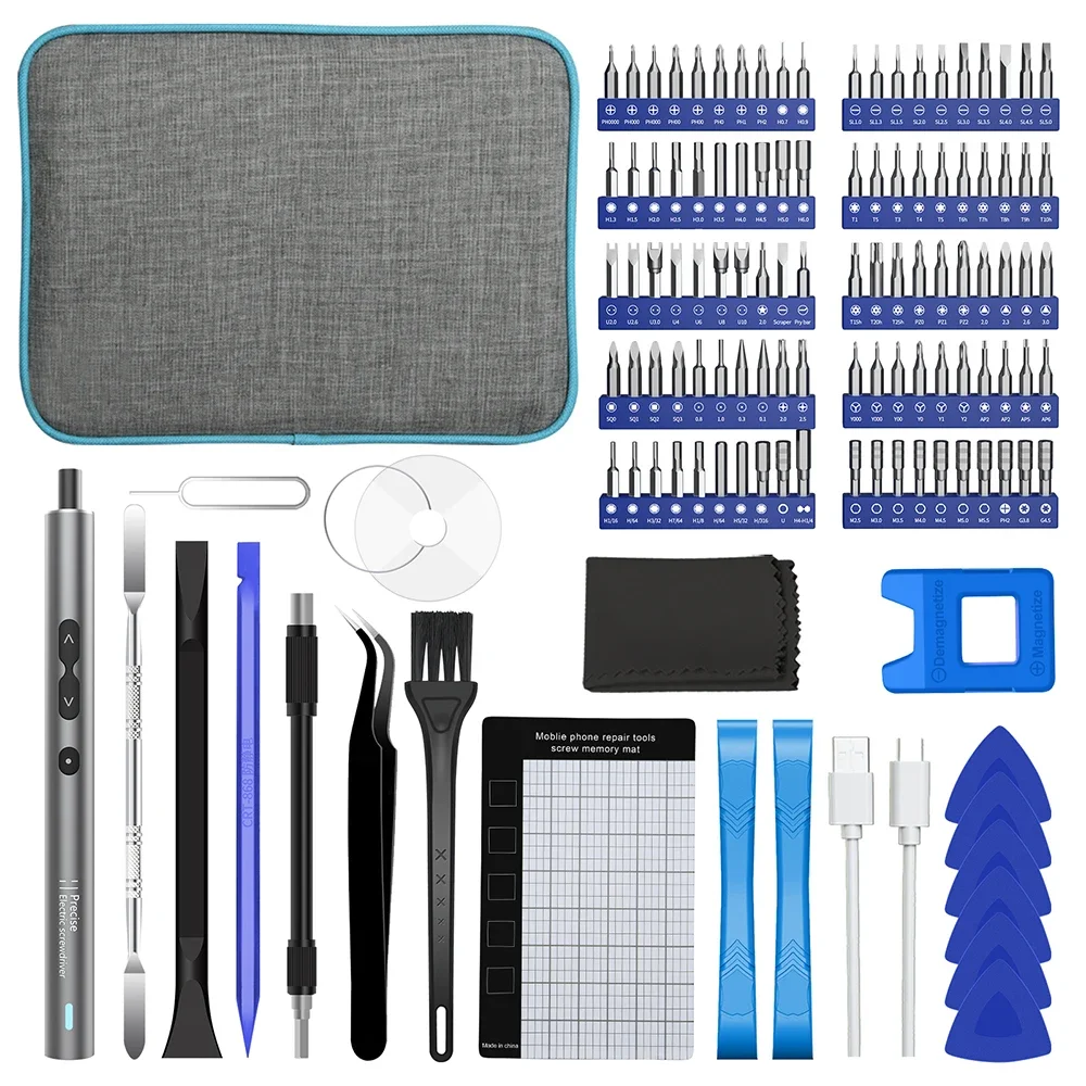 Conjunto de chave de fenda elétrica de precisão 120 em 1, mini kit recarregável, pontas sem fio para xiaomi, celular, laptop, pc