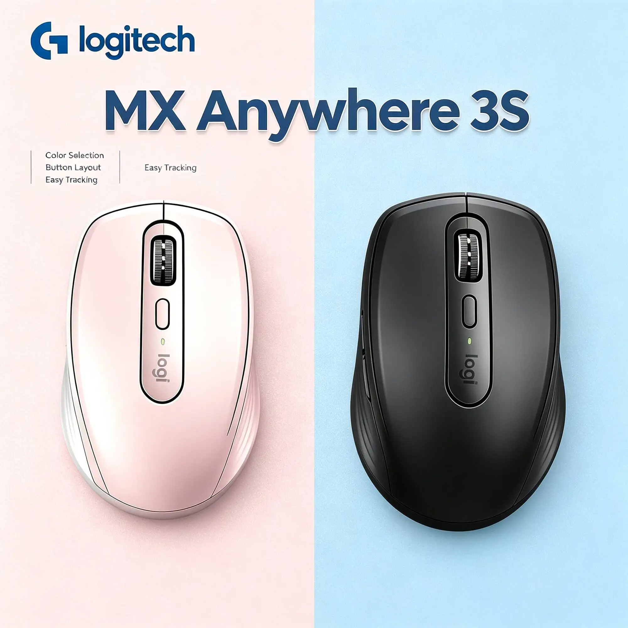 Logitech MX Anywhere 3S Small Ergonomic Wireless Bluetooth Mouse Portable Travel Office Laptop Mice
