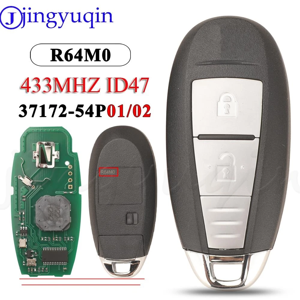 jingyuqin 2Buttons R64M0 Smart Remote Car Key Fob 433MHz ID47 Chip For Suzuki Vitara 2015+ 37172-54P01 37172-54P02