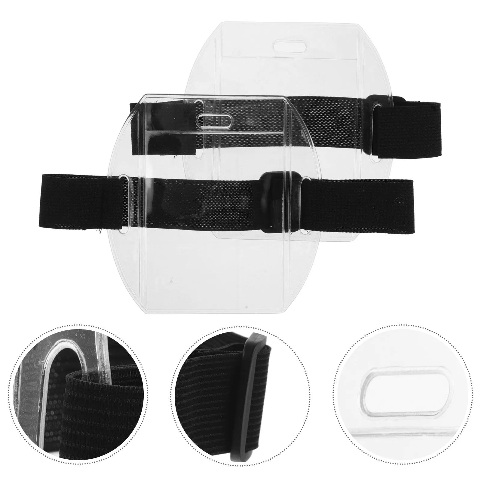 

1 Pair Pvc Armband Badge Holder Waterproof Id Card Carrier Adjustable Elastic Arm Band For Sports Ski Pass Office Employee Use
