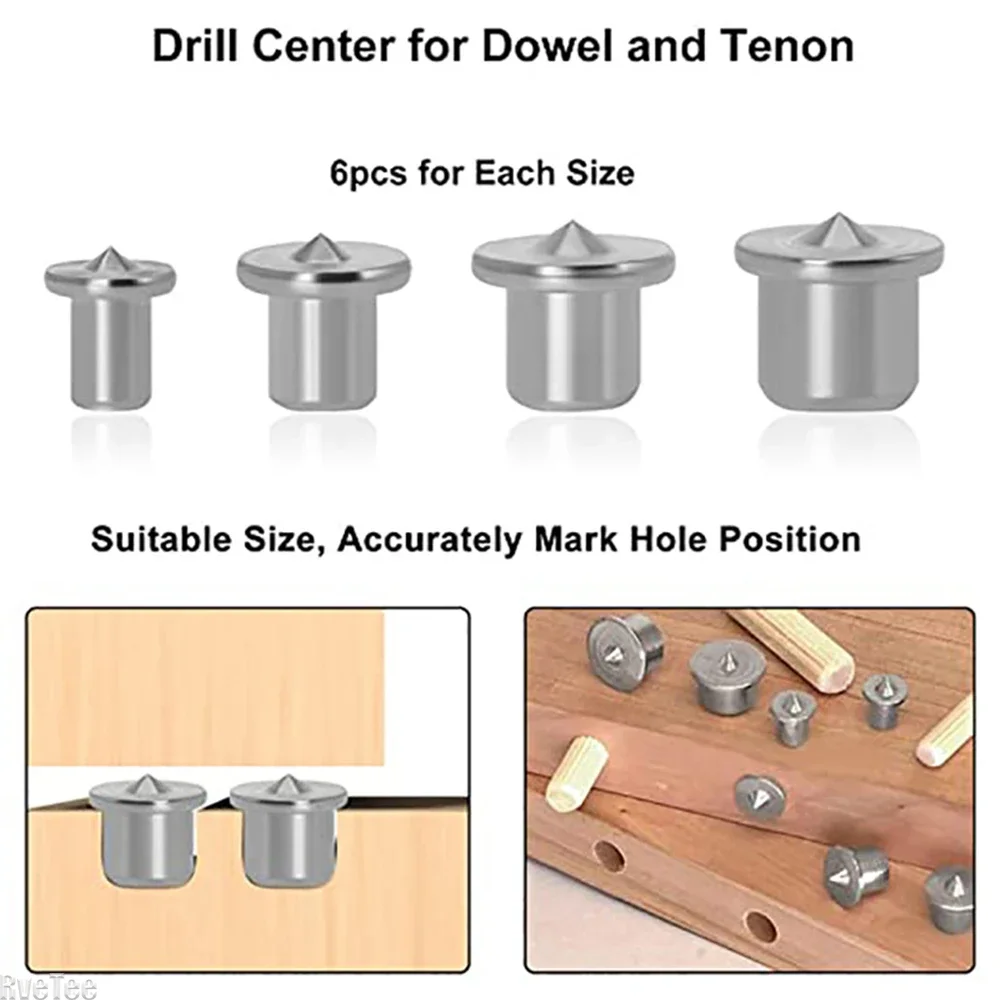 

16pcs/set Dowel Centre Timber Point Pin Set Wood Marker Hole Tenon Accessories Set Center 6-12mm Wood Drill Power Tools Plugs