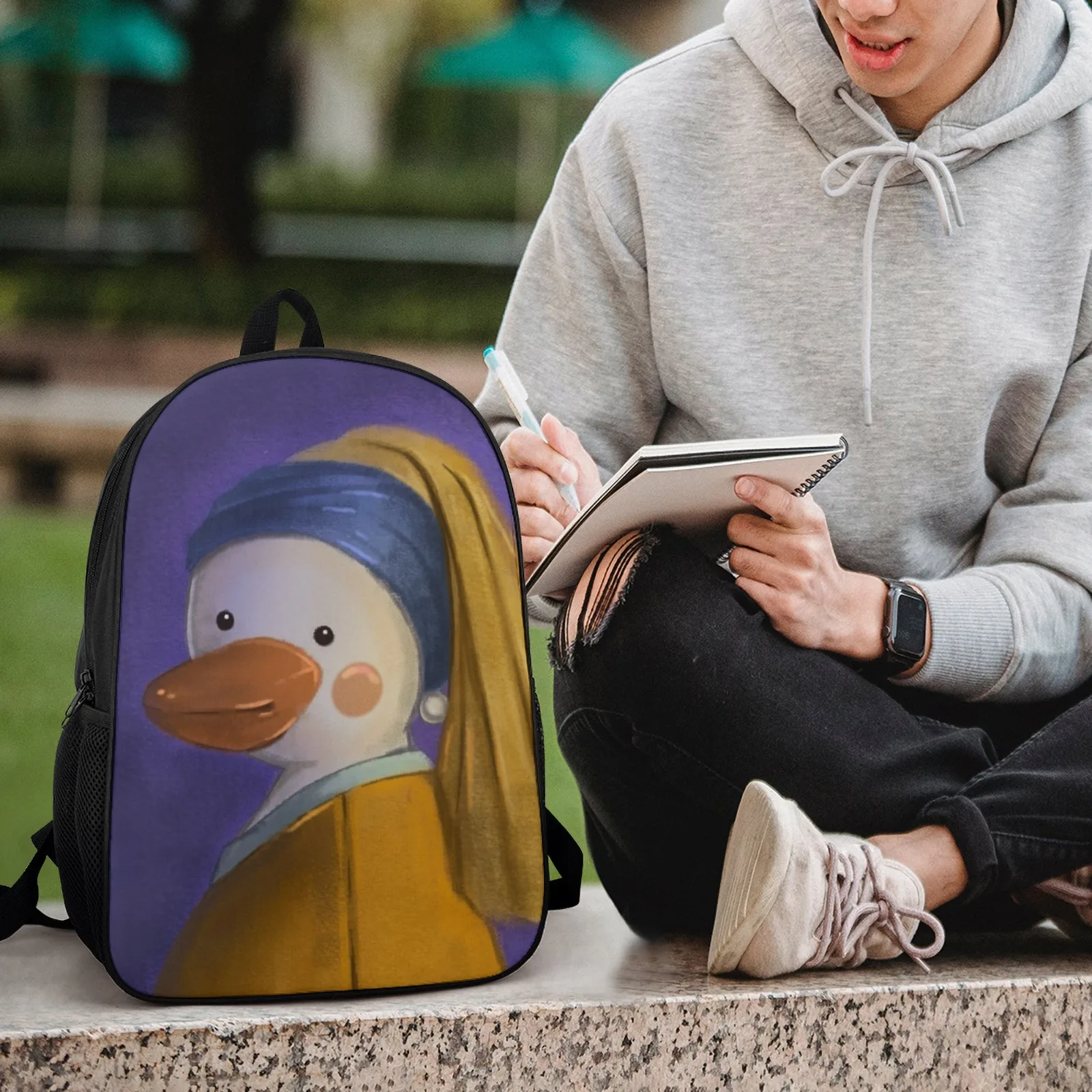 anatra con orecchino di perla Mochilas Escolares Zaini scolastici stampati per adolescenti Zaino per scuola primaria Zaino per scuola da 17 pollici