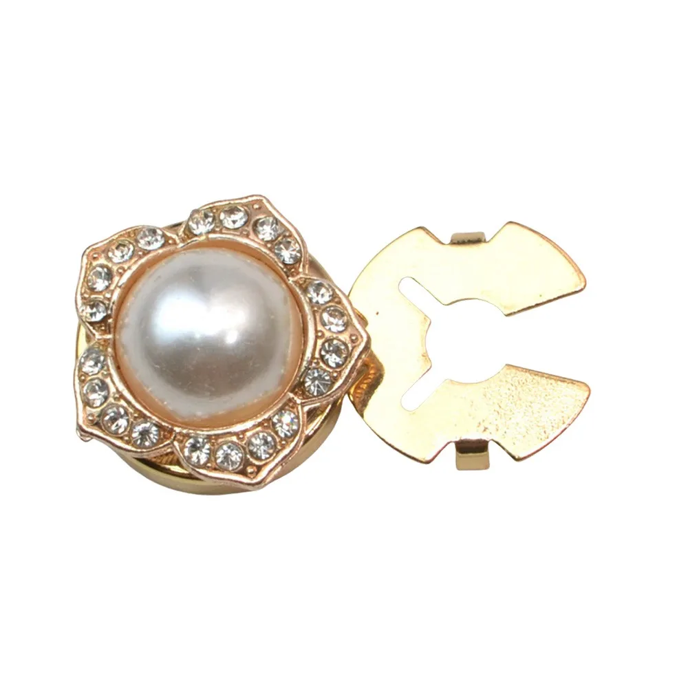 

1PC Rhinestone Pearl Flower Button Covers DIY Accessories Golden Base Flower Cufflinksble Handwoven Alloy