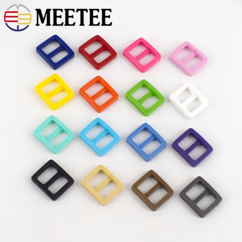 50/100Pcs 10mm Plastic Buckles for Backpack Strap Slider Tri-Glide Adjustable Buckle Dog Collar Clasp Loops DIY Bag Accessories