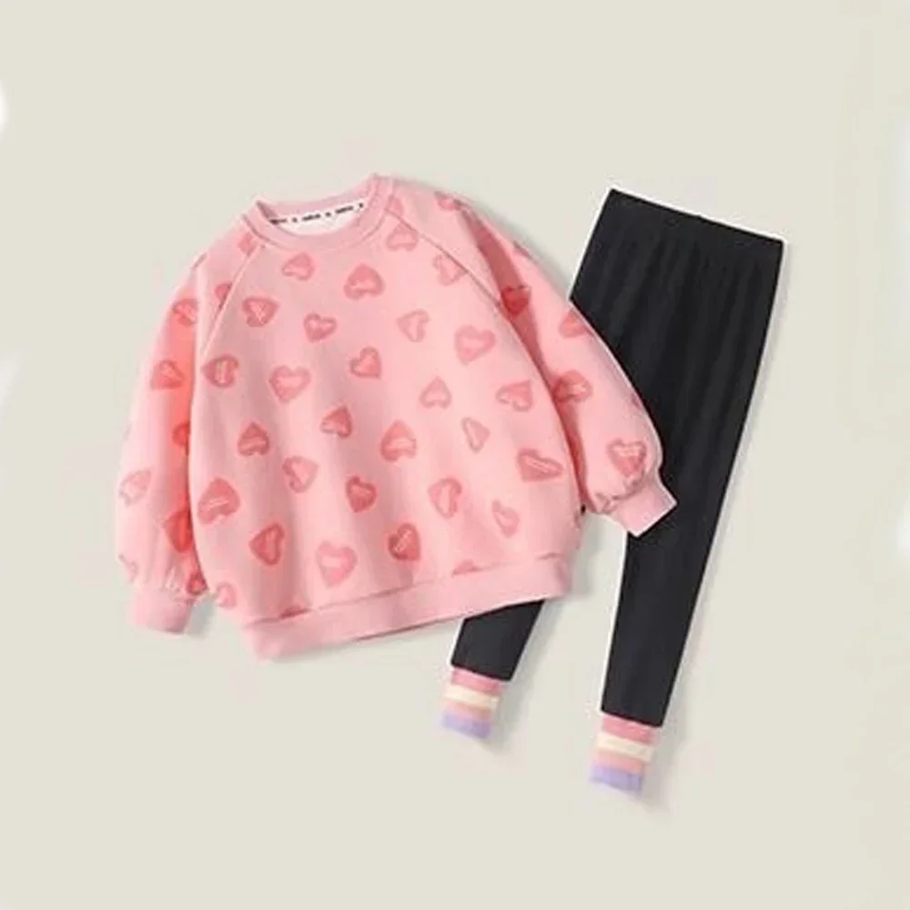 Baby Girls Sweatshirt Kids Pullover Toddler Love Heart Hoddies 2024 Spring Autumn Children's Clothing