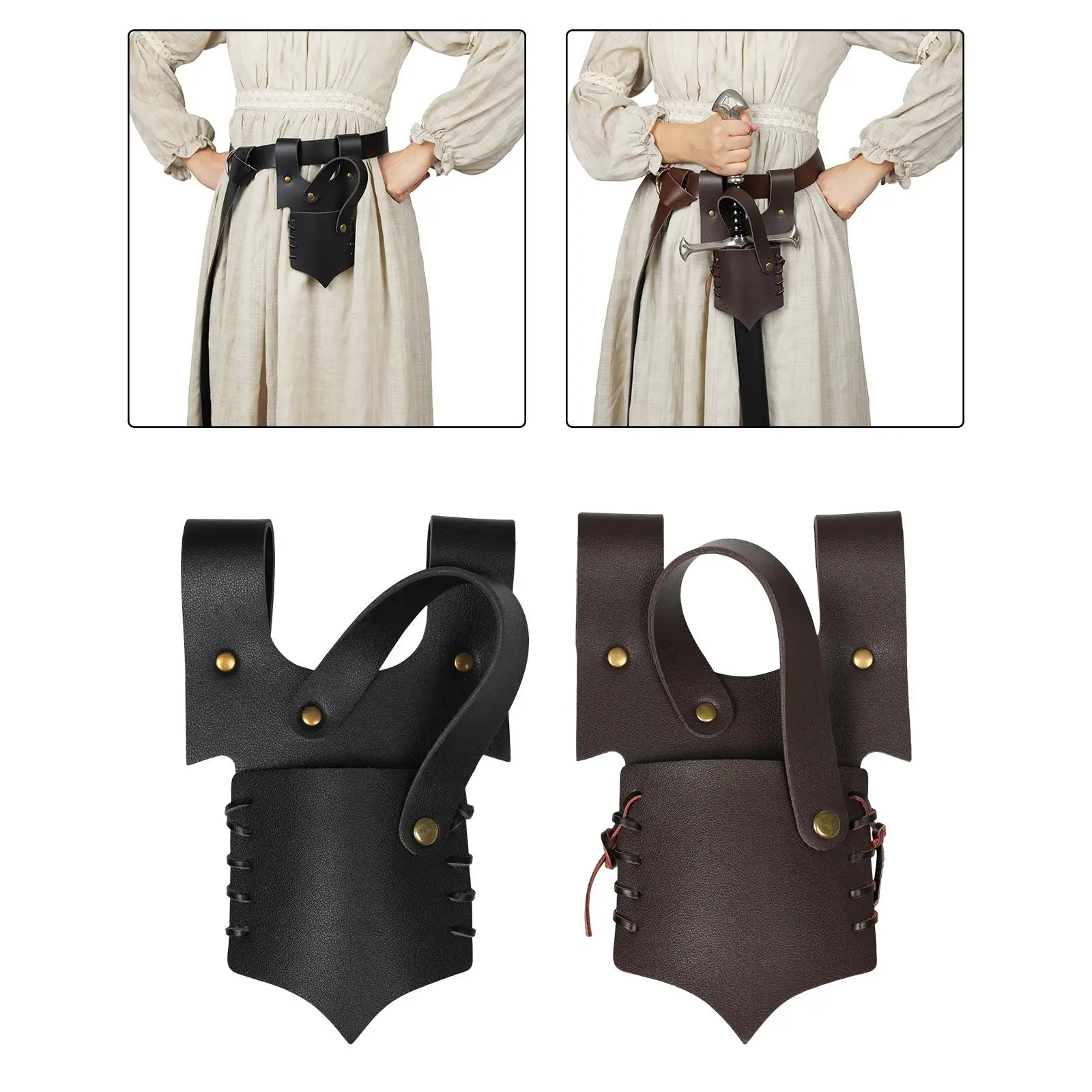 Medieval Leather Belt Sheath Retro Style Knight Costume Scabbard for Role Playing Halloween Party Stage Performances Cosplay