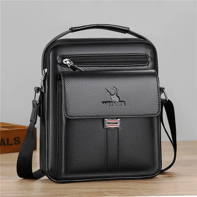 Weixier-Bolsas de ombro crossbody masculinas, bolsas vintage impermeáveis, bolsa de couro PU de grande capacidade, sacola mensageiro homem