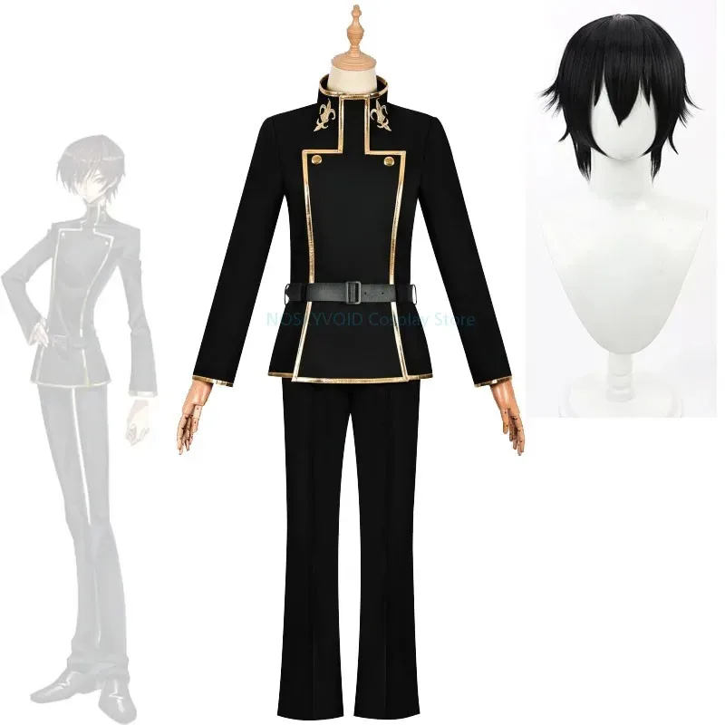 

Code Geass Lamperouge Role Playing Costume Wig Lelouch of The Rebellion ZERO Uniform Set Halloween Game Party