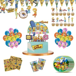 The Simpsons Themed Birthday Party Children's Disposable Decorative Cutlery Cups Plates Paper Towel Cake Decorating Supplies Set