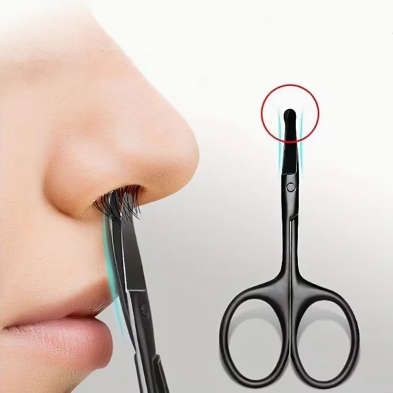 Safe round-head precision scissors. Hand-designed, suitable for eyebrow shaping, beard trimming and sideburn trimming